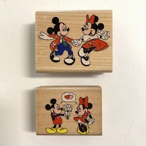 2 Rubber Stampede Wooden Stamp Disney Mickey Minnie Mouse Love At The Hop